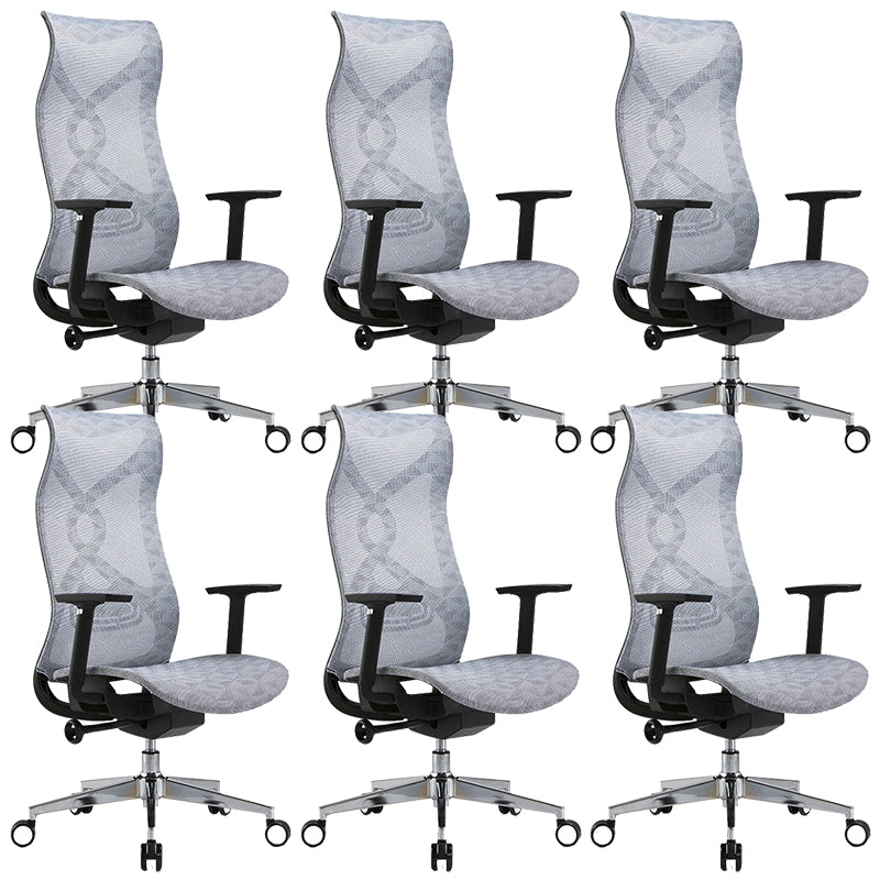Fixed Arms Office Chair Microfiber Task High Back Chair Breathable AirGrid Ergonomic White 6 Piece Set Clearhalo 'furn' 'furn_office_chair' 'Furniture' 'Office Chairs' 'Office Furniture' 'office_chair' 6070033
