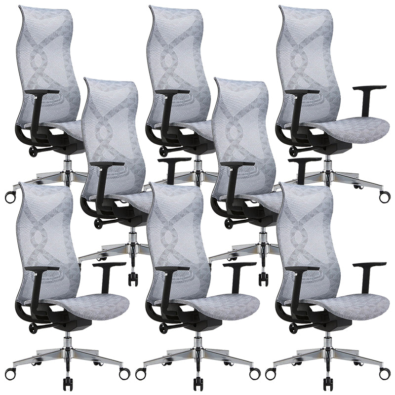 Fixed Arms Office Chair Microfiber Task High Back Chair Breathable AirGrid Ergonomic White 8 Piece Set Clearhalo 'furn' 'furn_office_chair' 'Furniture' 'Office Chairs' 'Office Furniture' 'office_chair' 6070034