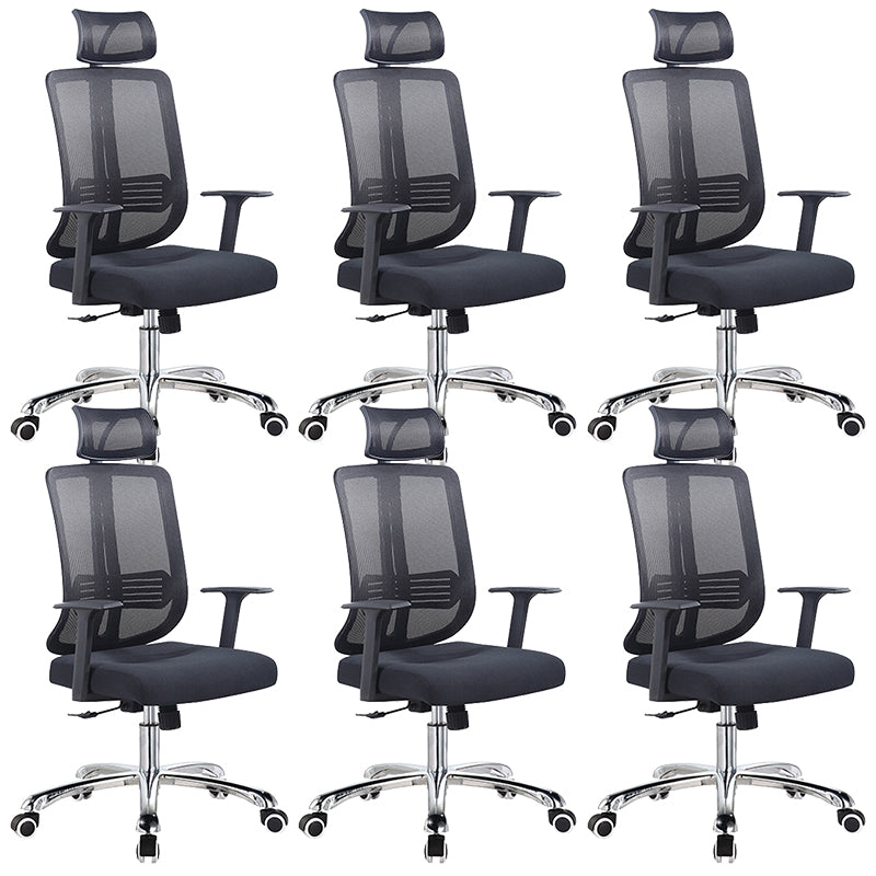 Height-adjustable Office Chair with Breathable AirGrid Arm Chair Black 6 Piece Set Metal Clearhalo 'furn' 'furn_office_chair' 'Furniture' 'Office Chairs' 'Office Furniture' 'office_chair' 6070042