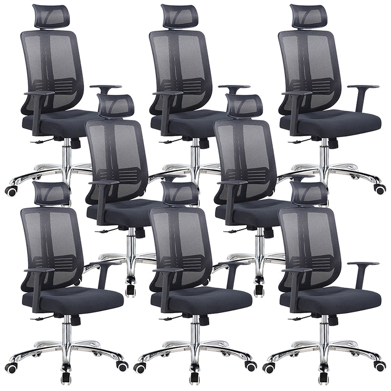 Height-adjustable Office Chair with Breathable AirGrid Arm Chair Black 8 Piece Set Metal Clearhalo 'furn' 'furn_office_chair' 'Furniture' 'Office Chairs' 'Office Furniture' 'office_chair' 6070045