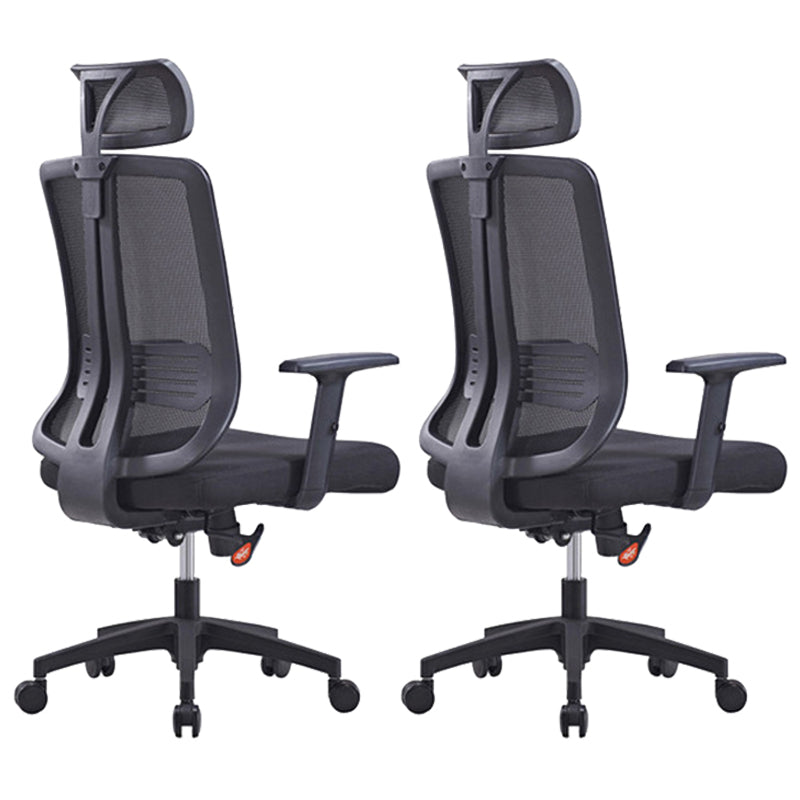 Height-adjustable Office Chair with Breathable AirGrid Arm Chair Black 2 Piece Set Nylon Clearhalo 'furn' 'furn_office_chair' 'Furniture' 'Office Chairs' 'Office Furniture' 'office_chair' 6070048