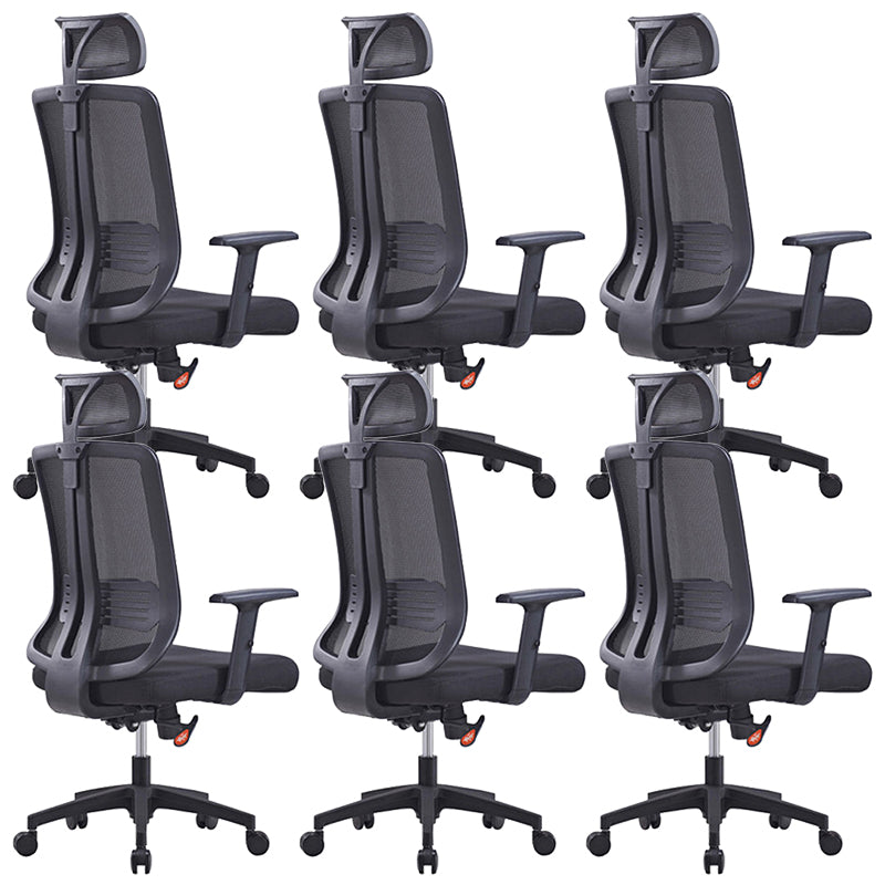 Height-adjustable Office Chair with Breathable AirGrid Arm Chair Black 6 Piece Set Nylon Clearhalo 'furn' 'furn_office_chair' 'Furniture' 'Office Chairs' 'Office Furniture' 'office_chair' 6070052
