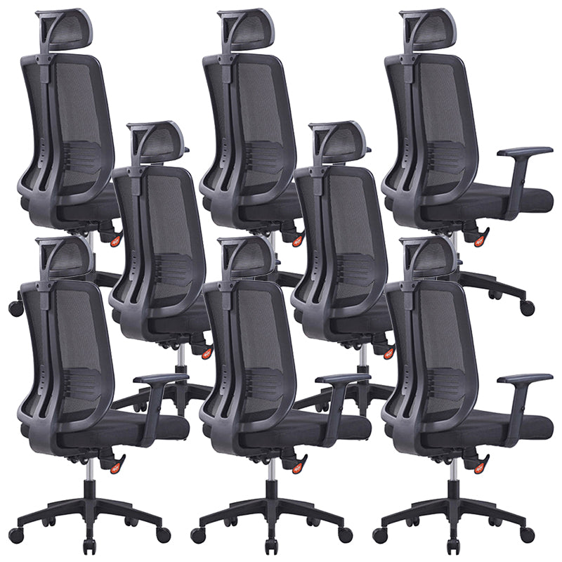 Height-adjustable Office Chair with Breathable AirGrid Arm Chair Black 8 Piece Set Nylon Clearhalo 'furn' 'furn_office_chair' 'Furniture' 'Office Chairs' 'Office Furniture' 'office_chair' 6070055
