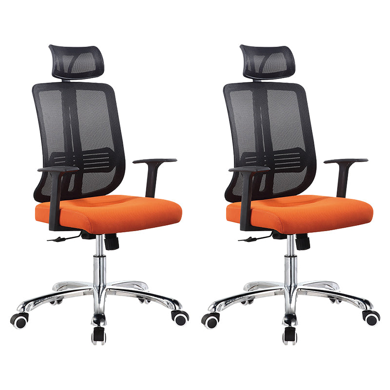 Height-adjustable Office Chair with Breathable AirGrid Arm Chair Orange 2 Piece Set Metal Clearhalo 'furn' 'furn_office_chair' 'Furniture' 'Office Chairs' 'Office Furniture' 'office_chair' 6070057