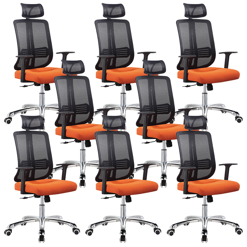 Height-adjustable Office Chair with Breathable AirGrid Arm Chair Orange 8 Piece Set Metal Clearhalo 'furn' 'furn_office_chair' 'Furniture' 'Office Chairs' 'Office Furniture' 'office_chair' 6070060