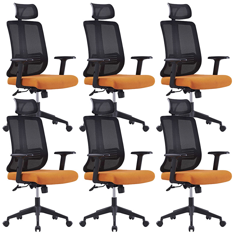 Height-adjustable Office Chair with Breathable AirGrid Arm Chair Orange 6 Piece Set Nylon Clearhalo 'furn' 'furn_office_chair' 'Furniture' 'Office Chairs' 'Office Furniture' 'office_chair' 6070064