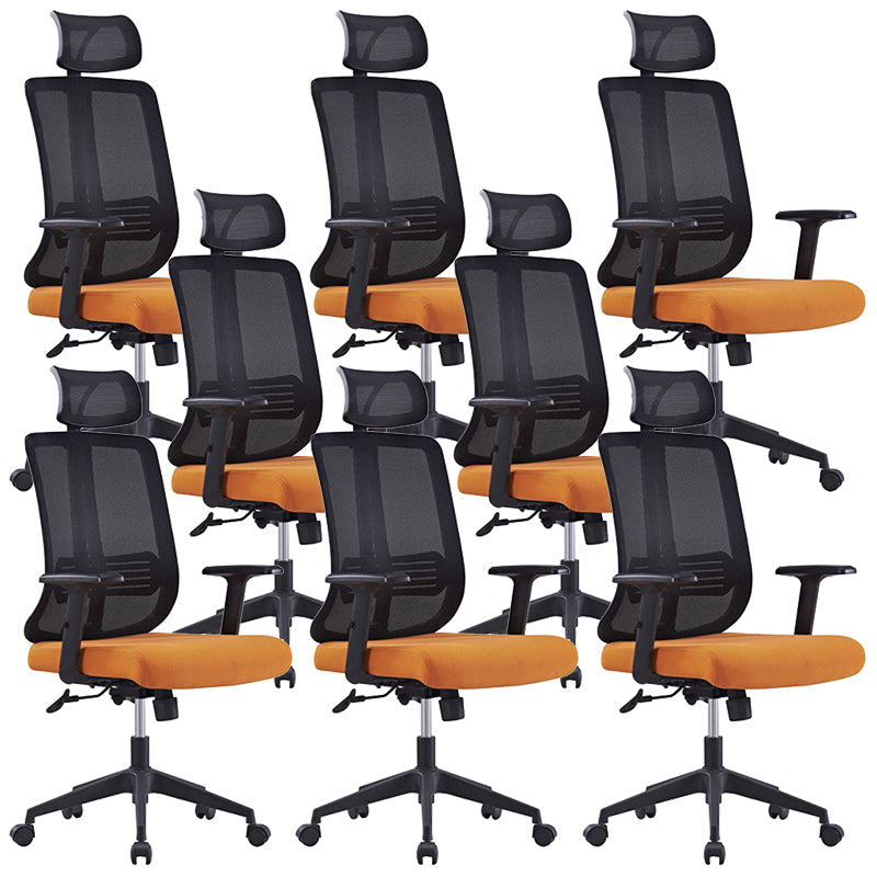Height-adjustable Office Chair with Breathable AirGrid Arm Chair Orange 8 Piece Set Nylon Clearhalo 'furn' 'furn_office_chair' 'Furniture' 'Office Chairs' 'Office Furniture' 'office_chair' 6070065