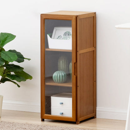 Contemporary Standard Shelf Bookcase Bamboo Book Shelf with Doors