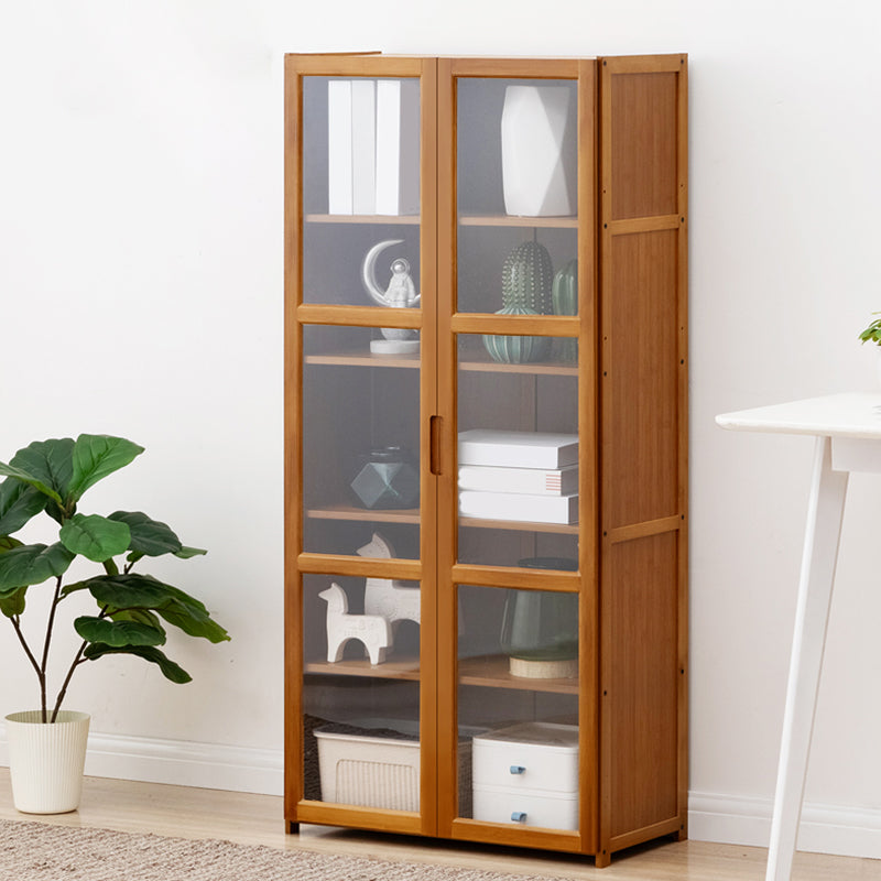 Contemporary Standard Shelf Bookcase Bamboo Book Shelf with Doors