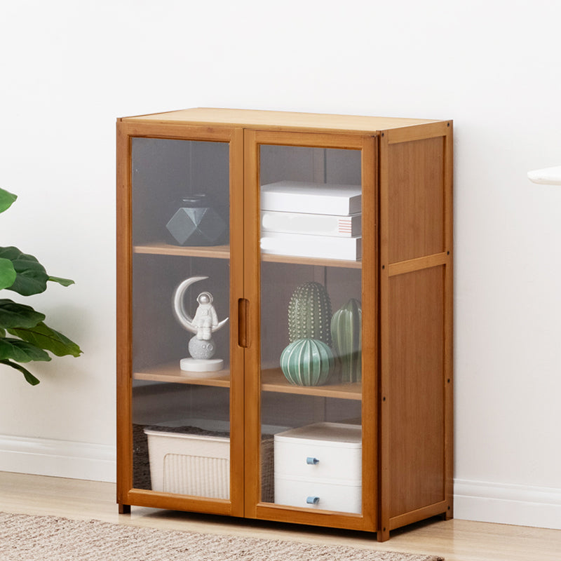 Contemporary Standard Shelf Bookcase Bamboo Book Shelf with Doors