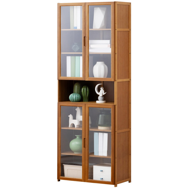 Contemporary Standard Shelf Bookcase Bamboo Book Shelf with Doors