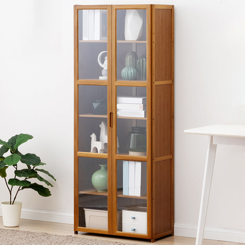 Contemporary Standard Shelf Bookcase Bamboo Book Shelf with Doors