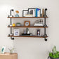 Modern Metal and Wood Bookcase Walnut Floating Bookshelf for Living Room 7.9" W