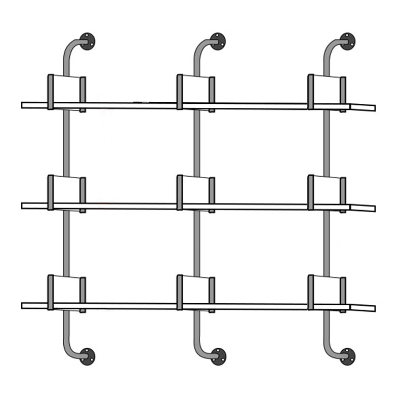 Modern Metal and Wood Bookcase Walnut Floating Bookshelf for Living Room 7.9" W