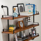 Modern Metal and Wood Bookcase Walnut Floating Bookshelf for Living Room 7.9" W