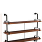 Modern Metal and Wood Bookcase Walnut Floating Bookshelf for Living Room 7.9" W