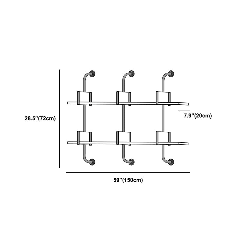 Modern Metal and Wood Bookcase Walnut Floating Bookshelf for Living Room 7.9" W