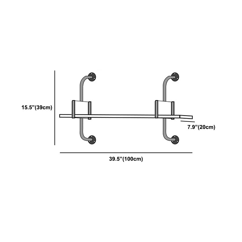 Modern Metal and Wood Bookcase Walnut Floating Bookshelf for Living Room 7.9" W