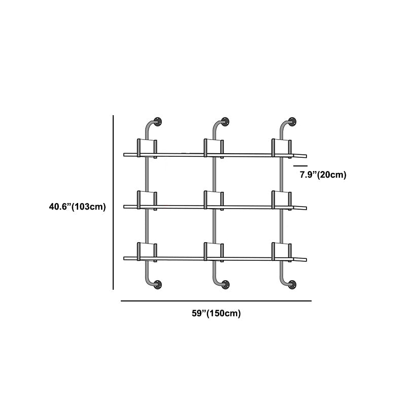 Modern Metal and Wood Bookcase Walnut Floating Bookshelf for Living Room 7.9" W