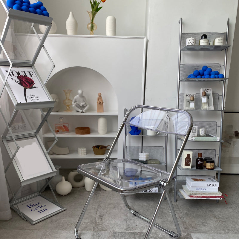 Modem & Contemporary Silver Bookcase Etagere Metal Book Shelf