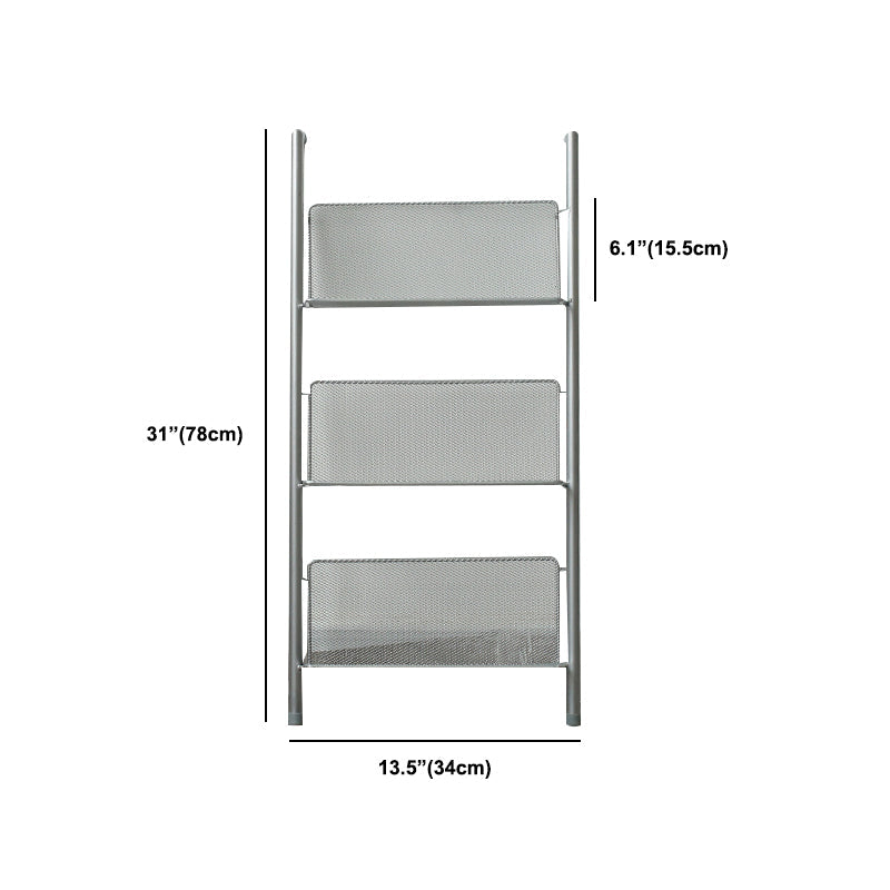 Modem & Contemporary Silver Bookcase Etagere Metal Book Shelf