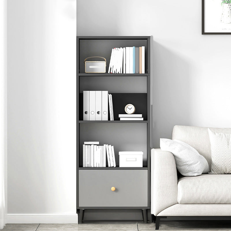 Gray Engineered Wood Bookcase Open Back with Shelves Bookshelf Vertical 20"L x 12"W x 59"H Clearhalo 'Bookcases' 'furn' 'furn_bookcases' 'Furniture' 'Office Furniture' 6070275