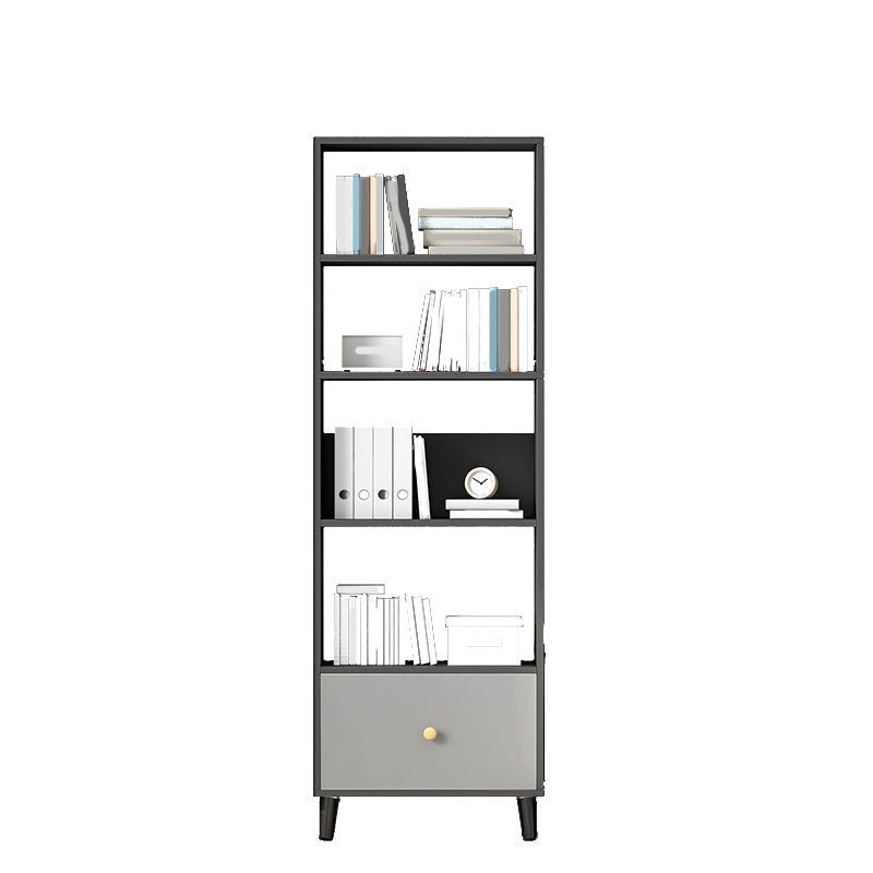 Gray Engineered Wood Bookcase Open Back with Shelves Bookshelf Vertical Clearhalo 'Bookcases' 'furn' 'furn_bookcases' 'Furniture' 'Office Furniture' 6070276