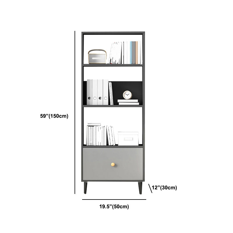 Gray Engineered Wood Bookcase Open Back with Shelves Bookshelf Vertical Clearhalo 'Bookcases' 'furn' 'furn_bookcases' 'Furniture' 'Office Furniture' 6070279