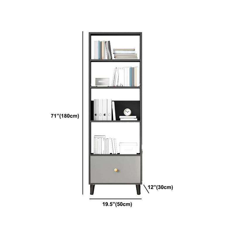 Gray Engineered Wood Bookcase Open Back with Shelves Bookshelf Vertical Clearhalo 'Bookcases' 'furn' 'furn_bookcases' 'Furniture' 'Office Furniture' 6070280
