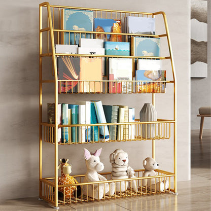 5 Levels Metal Bookcase Closed Back Shelf Bookcase for Study Room