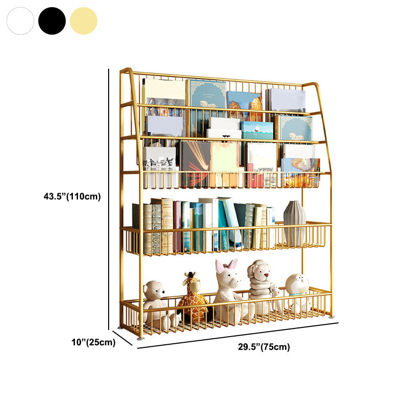 5 Levels Metal Bookcase Closed Back Shelf Bookcase for Study Room