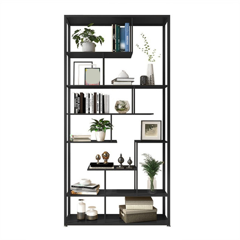 Geometric Metal Shelf Bookcase Glam Vertical Open Book Shelf 39.4"L x 9.8"W x 78.7"H Black Clearhalo 'Bookcases' 'furn' 'furn_bookcases' 'Furniture' 'Office Furniture' 6070375