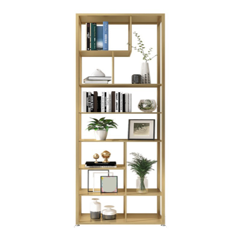 Geometric Metal Shelf Bookcase Glam Vertical Open Book Shelf 31.5"L x 9.8"W x 78.7"H Gold Clearhalo 'Bookcases' 'furn' 'furn_bookcases' 'Furniture' 'Office Furniture' 6070382