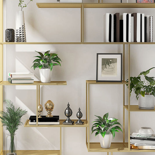 Geometric Metal Shelf Bookcase Glam Vertical Open Book Shelf Clearhalo 'Bookcases' 'furn' 'furn_bookcases' 'Furniture' 'Office Furniture' 6070387