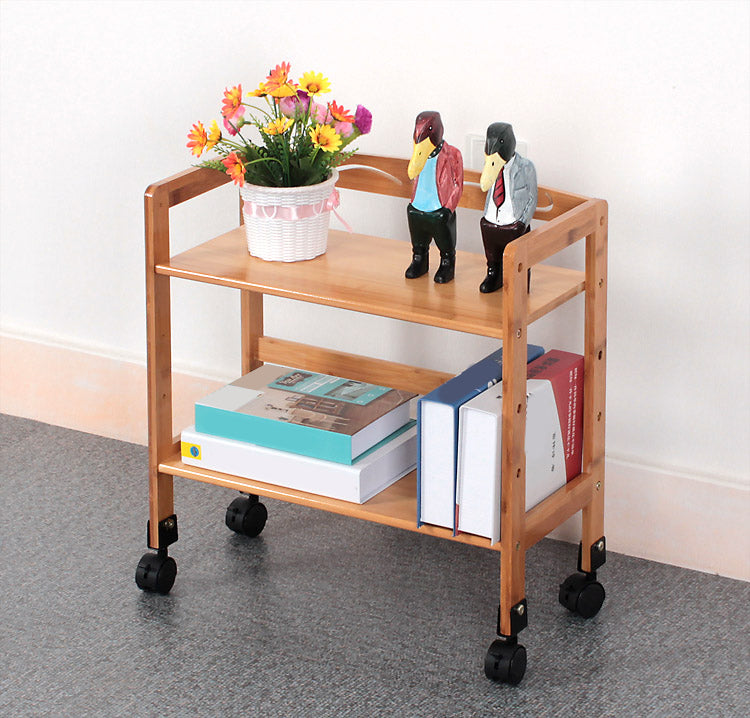 Wooden Bamboo Bookcase 9" Wide with Rectangular Shelves Bookshelf for Study Room