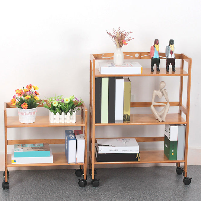 Wooden Bamboo Bookcase 9" Wide with Rectangular Shelves Bookshelf for Study Room