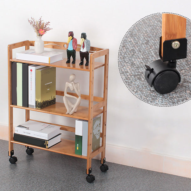 Wooden Bamboo Bookcase 9" Wide with Rectangular Shelves Bookshelf for Study Room