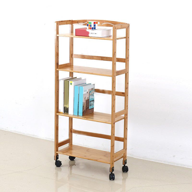 Wooden Bamboo Bookcase 9" Wide with Rectangular Shelves Bookshelf for Study Room