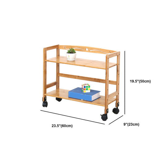 Wooden Bamboo Bookcase 9" Wide with Rectangular Shelves Bookshelf for Study Room