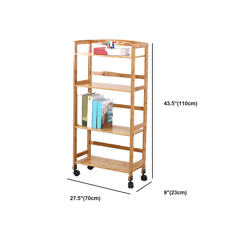 Wooden Bamboo Bookcase 9" Wide with Rectangular Shelves Bookshelf for Study Room