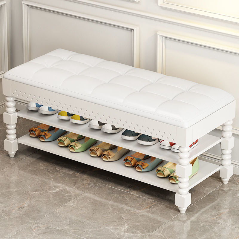 Mid-Century Modern Seating Bench Upholstered Cushioned Bench White Clearhalo 'Benches' 'Chairs & Seating' 'furn' 'furn_benches' 'Furniture' 'Living Room Furniture' 6070430