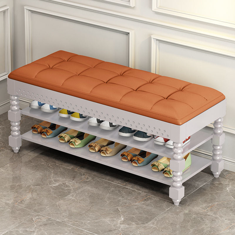 Mid-Century Modern Seating Bench Upholstered Cushioned Bench Orange Clearhalo 'Benches' 'Chairs & Seating' 'furn' 'furn_benches' 'Furniture' 'Living Room Furniture' 6070433