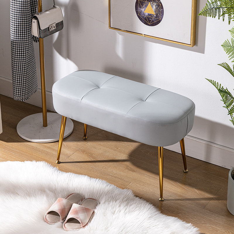 14.2"H Glam Bench Cushioned Tufted Entryway and Bedroom Bench Light Gray Clearhalo 'Benches' 'Chairs & Seating' 'furn' 'furn_benches' 'Furniture' 'Living Room Furniture' 6070500
