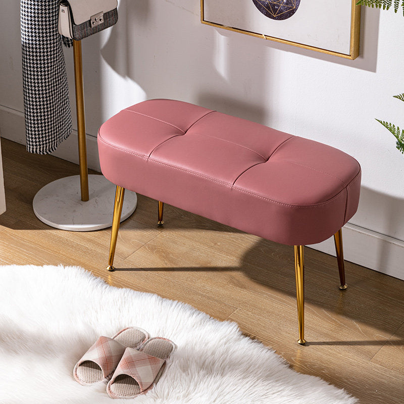 14.2"H Glam Bench Cushioned Tufted Entryway and Bedroom Bench Pinkish Red Clearhalo 'Benches' 'Chairs & Seating' 'furn' 'furn_benches' 'Furniture' 'Living Room Furniture' 6070506