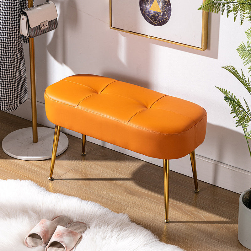 14.2"H Glam Bench Cushioned Tufted Entryway and Bedroom Bench Orange Clearhalo 'Benches' 'Chairs & Seating' 'furn' 'furn_benches' 'Furniture' 'Living Room Furniture' 6070517