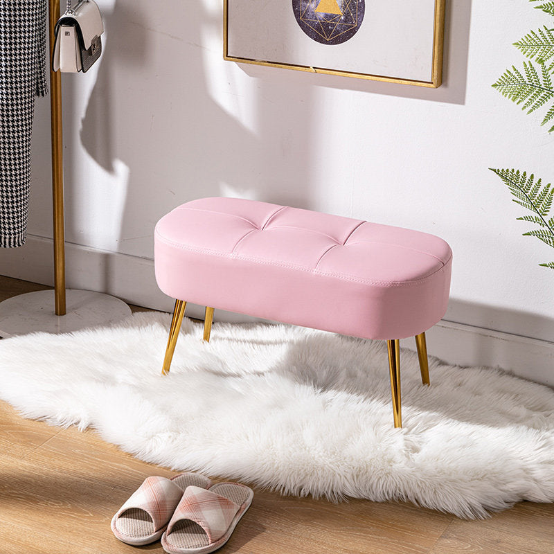 14.2"H Glam Bench Cushioned Tufted Entryway and Bedroom Bench Pink Clearhalo 'Benches' 'Chairs & Seating' 'furn' 'furn_benches' 'Furniture' 'Living Room Furniture' 6070519