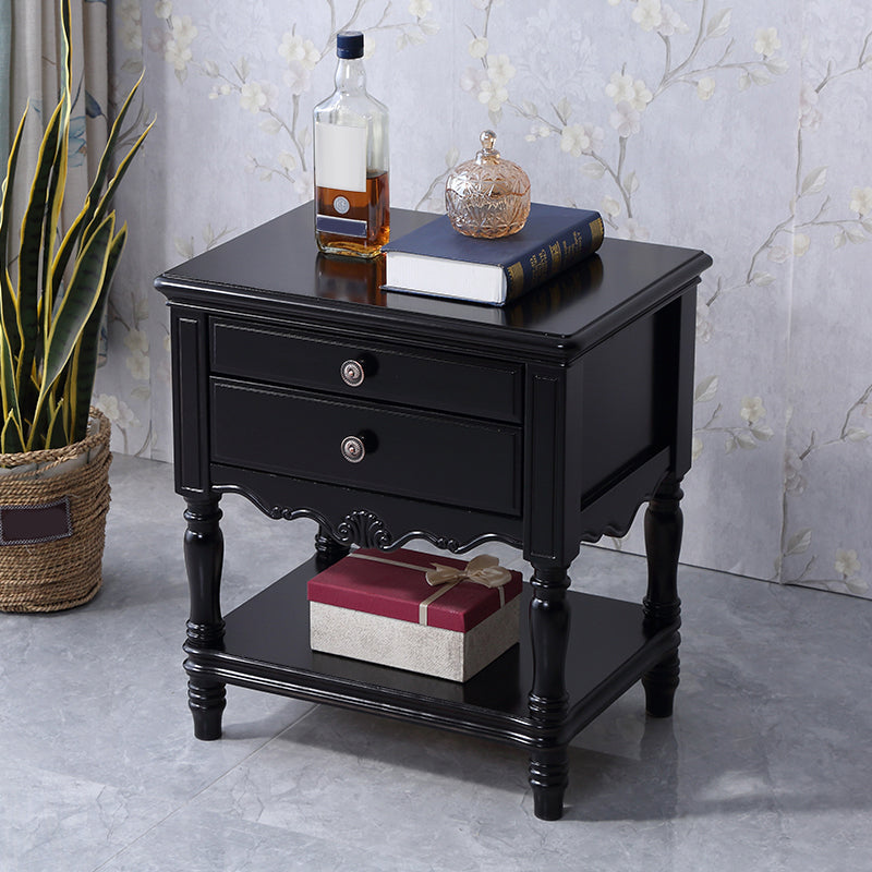 Solid Wood Night Table Open Storage Bed Nightstand with Drawer Black 1 Piece Clearhalo 'Bedroom Furniture' 'furn' 'furn_night_stand' 'Furniture' 'night_stand' 'Nightstands' 6070691