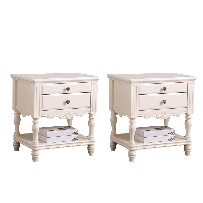 Solid Wood Night Table Open Storage Bed Nightstand with Drawer White 2 Piece Set Clearhalo 'Bedroom Furniture' 'furn' 'furn_night_stand' 'Furniture' 'night_stand' 'Nightstands' 6070695