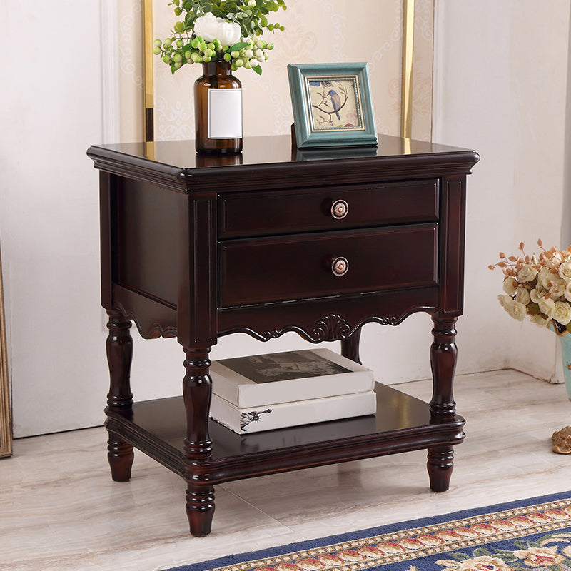 Solid Wood Night Table Open Storage Bed Nightstand with Drawer Dark Wood 1 Piece Clearhalo 'Bedroom Furniture' 'furn' 'furn_night_stand' 'Furniture' 'night_stand' 'Nightstands' 6070696