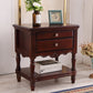 Solid Wood Night Table Open Storage Bed Nightstand with Drawer Dark Walnut 1 Piece Clearhalo 'Bedroom Furniture' 'furn' 'furn_night_stand' 'Furniture' 'night_stand' 'Nightstands' 6070697